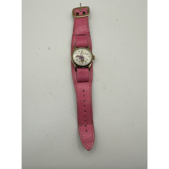 Vintage Disney Minnie Mouse Bradley Swiss 23 Watch Not Tested Pink - Picture 1 of 8